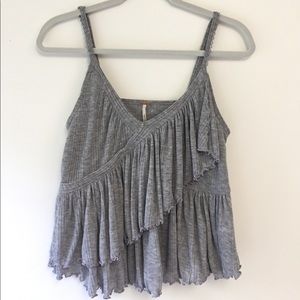 Free People Melbourne Ruffle Tiered Tank Gray
